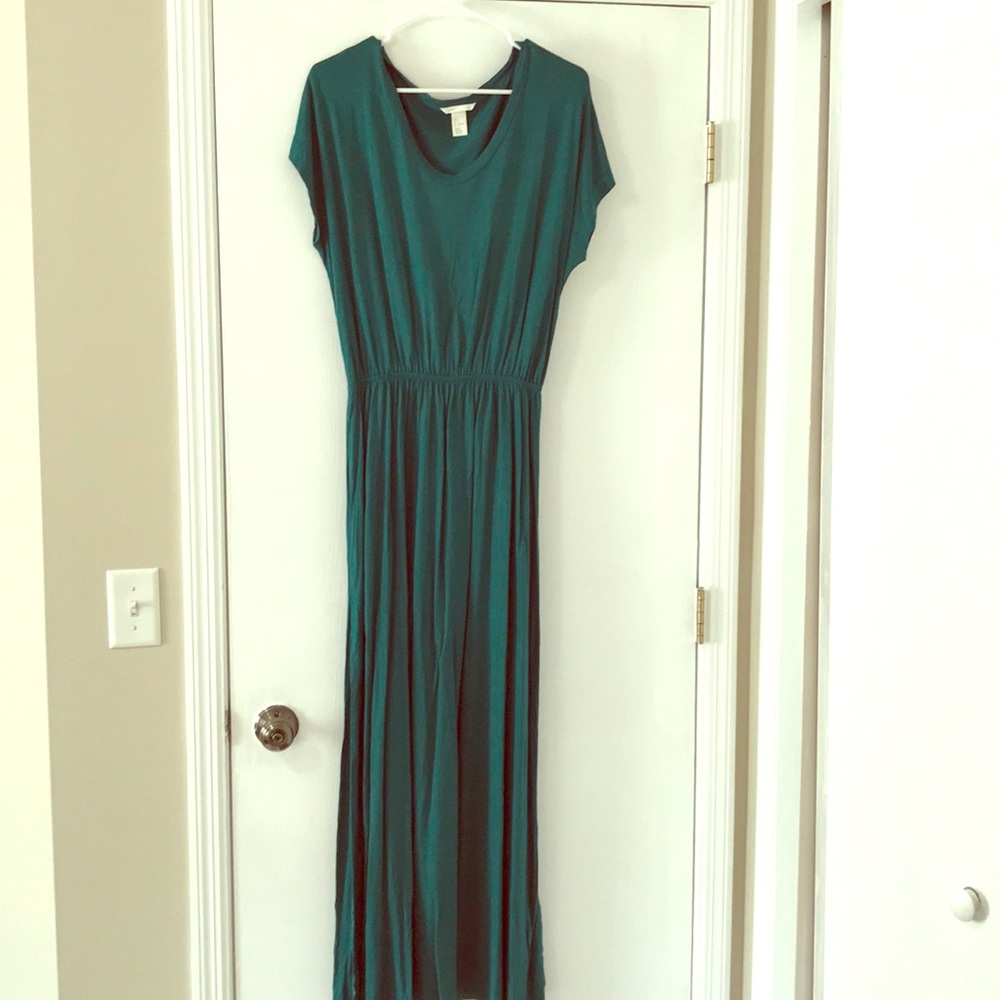 Emerald green maxi dress with side slits